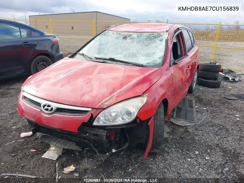2012 Hyundai Elantra VIN: KMHDB8AE7CU156839 Lot: 12260693