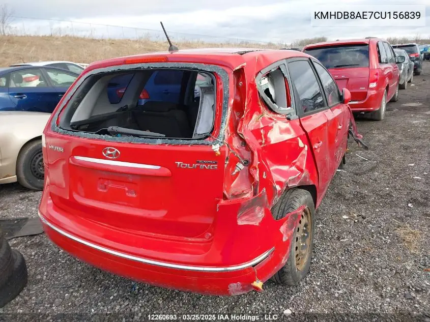 2012 Hyundai Elantra VIN: KMHDB8AE7CU156839 Lot: 12260693