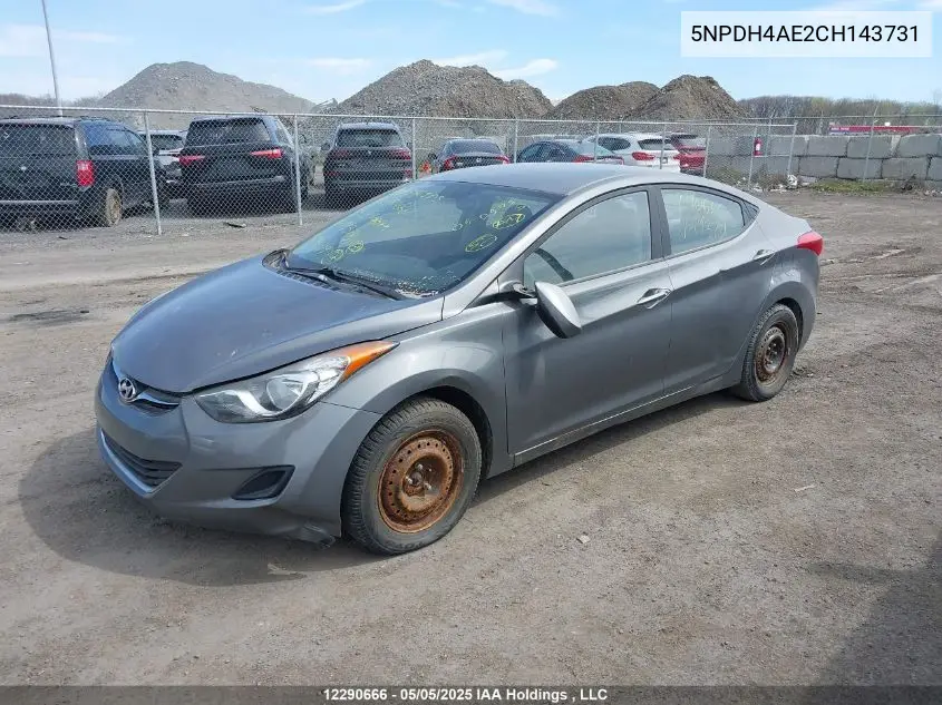 2012 Hyundai Elantra Gls/Limited VIN: 5NPDH4AE2CH143731 Lot: 12290666