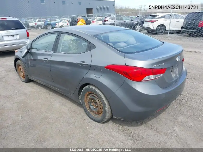 2012 Hyundai Elantra Gls/Limited VIN: 5NPDH4AE2CH143731 Lot: 12290666