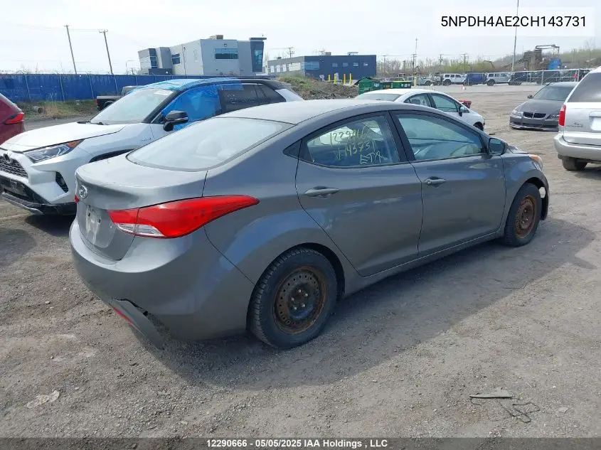 2012 Hyundai Elantra Gls/Limited VIN: 5NPDH4AE2CH143731 Lot: 12290666