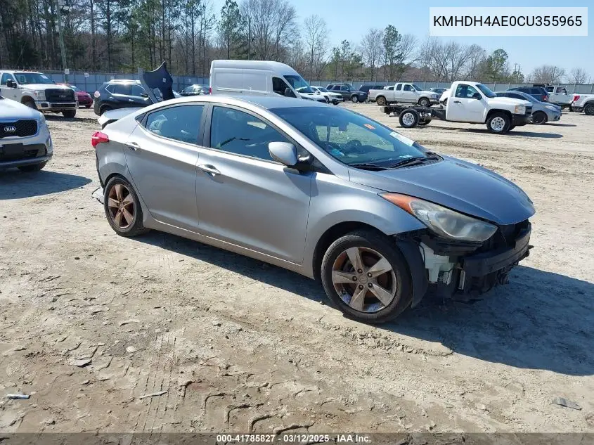 2012 Hyundai Elantra Gls (Ulsan Plant) VIN: KMHDH4AE0CU355965 Lot: 42271609
