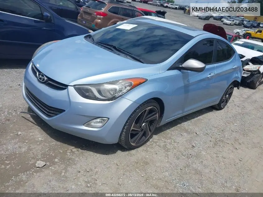 2012 Hyundai Elantra Limited (Ulsan Plant) VIN: KMHDH4AE0CU203488 Lot: 42258272