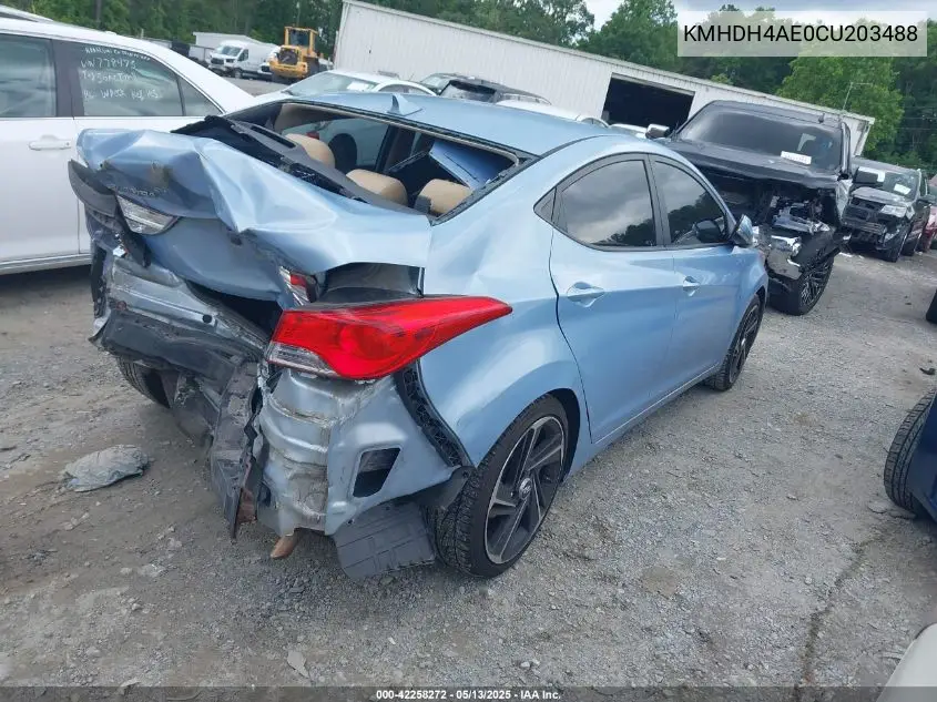2012 Hyundai Elantra Limited (Ulsan Plant) VIN: KMHDH4AE0CU203488 Lot: 42258272