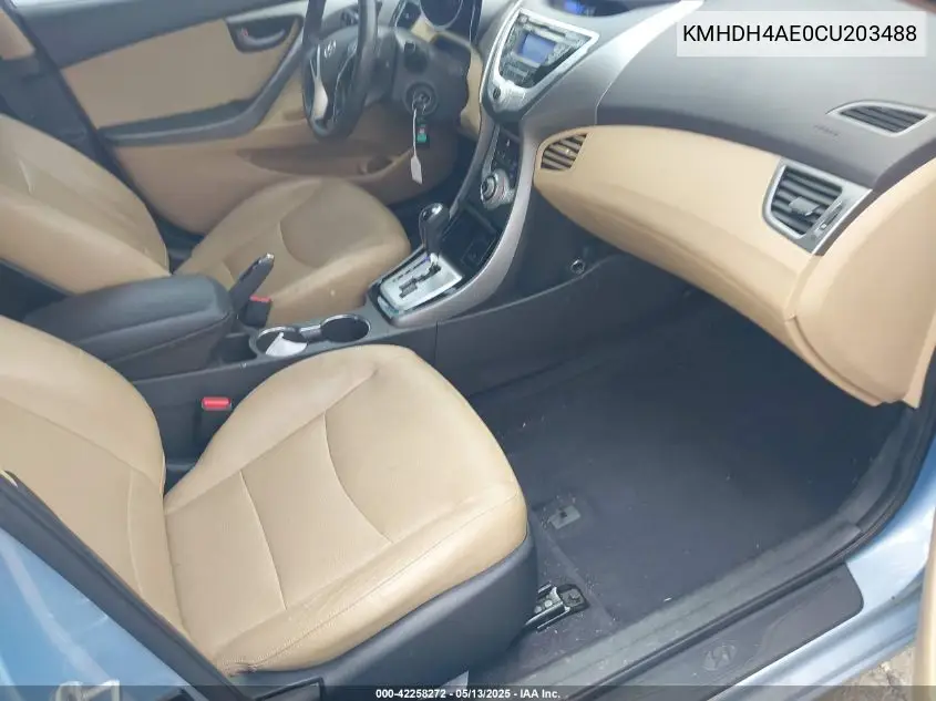 2012 Hyundai Elantra Limited (Ulsan Plant) VIN: KMHDH4AE0CU203488 Lot: 42258272