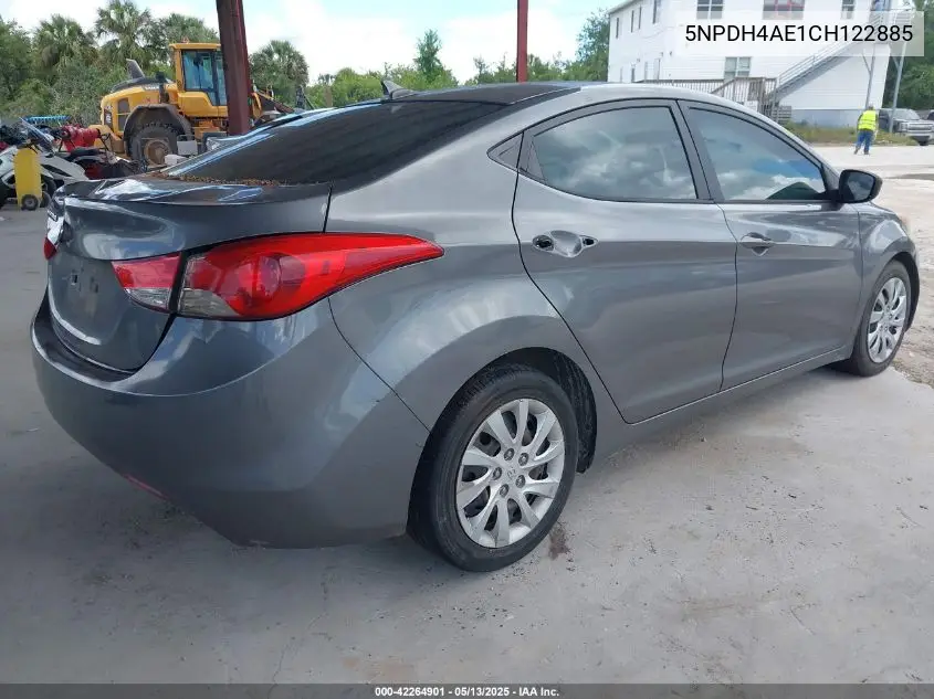 2012 Hyundai Elantra Gls VIN: 5NPDH4AE1CH122885 Lot: 42264901