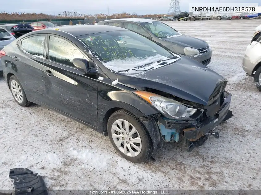 2013 Hyundai Elantra VIN: 5NPDH4AE6DH318578 Lot: 12190511