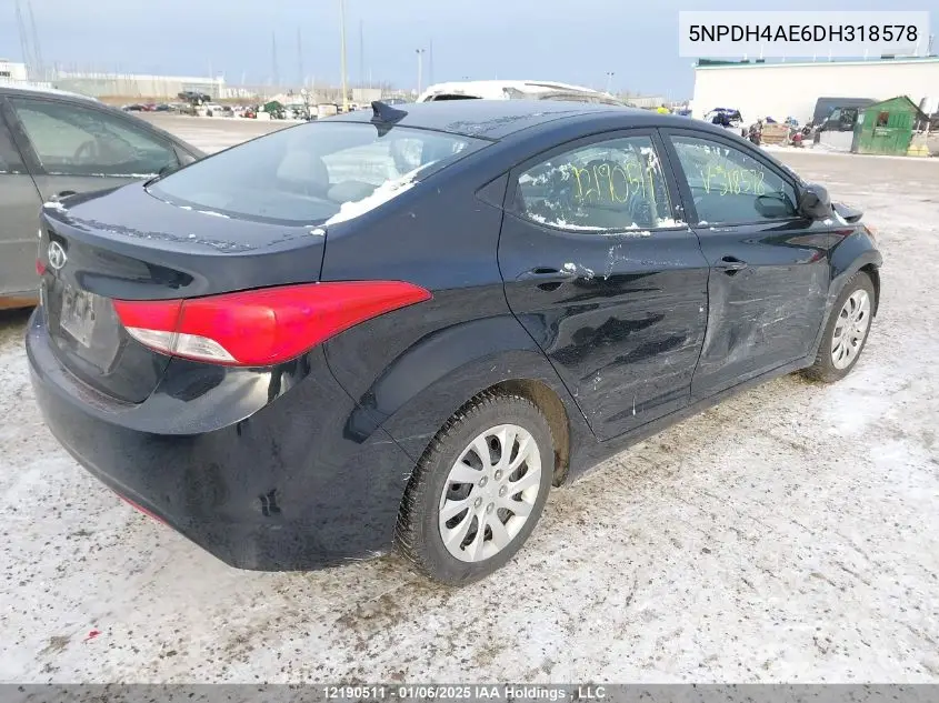2013 Hyundai Elantra VIN: 5NPDH4AE6DH318578 Lot: 12190511