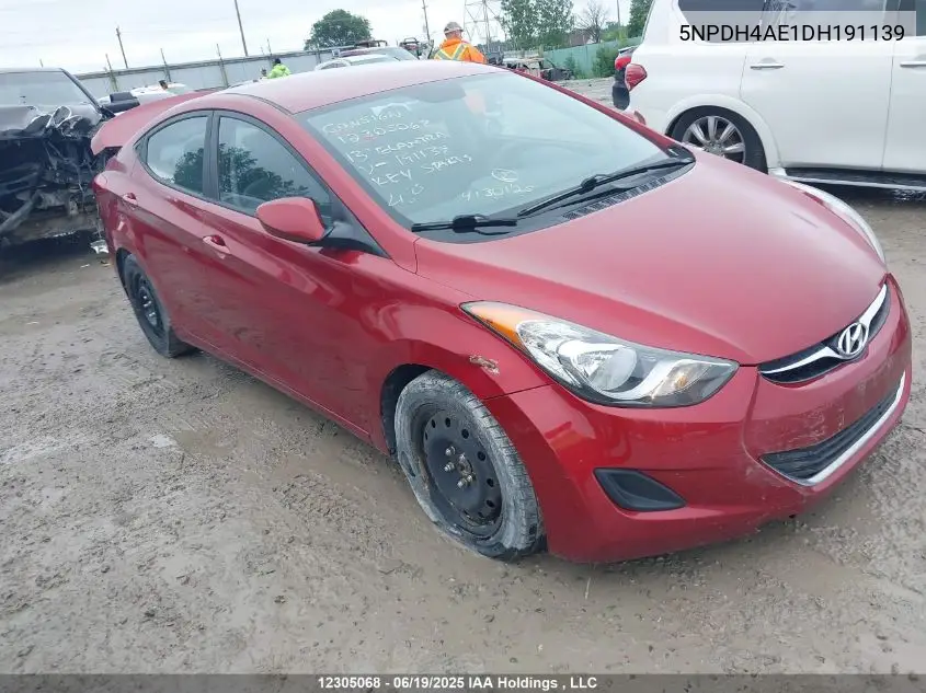 2013 Hyundai Elantra Gl VIN: 5NPDH4AE1DH191139 Lot: 12305068