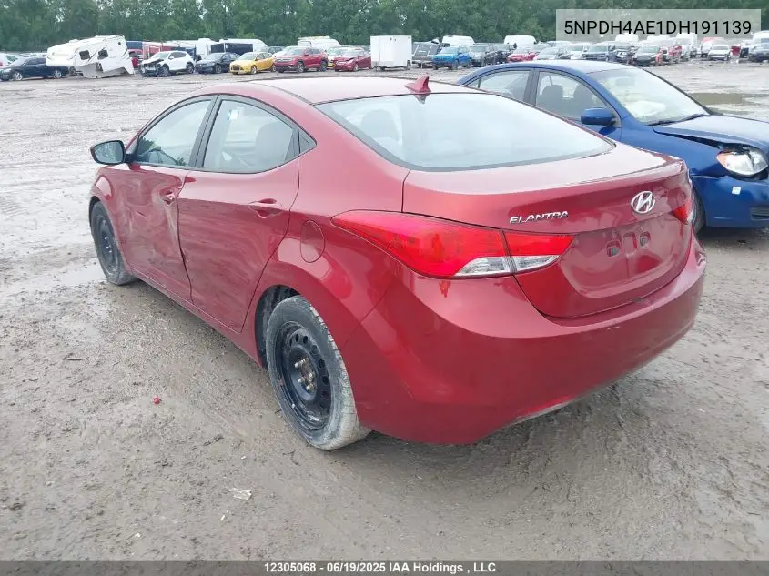 2013 Hyundai Elantra Gl VIN: 5NPDH4AE1DH191139 Lot: 12305068