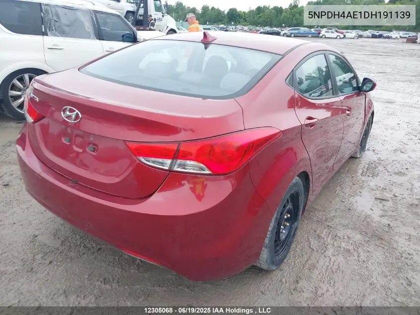 2013 Hyundai Elantra Gl VIN: 5NPDH4AE1DH191139 Lot: 12305068