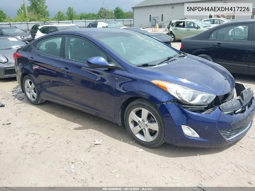 2013 Hyundai Elantra Gls VIN: 5NPDH4AEXDH417226 Lot: 42260840