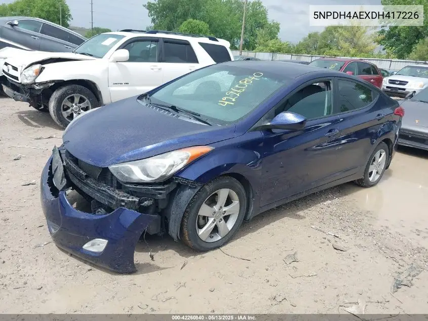 2013 Hyundai Elantra Gls VIN: 5NPDH4AEXDH417226 Lot: 42260840
