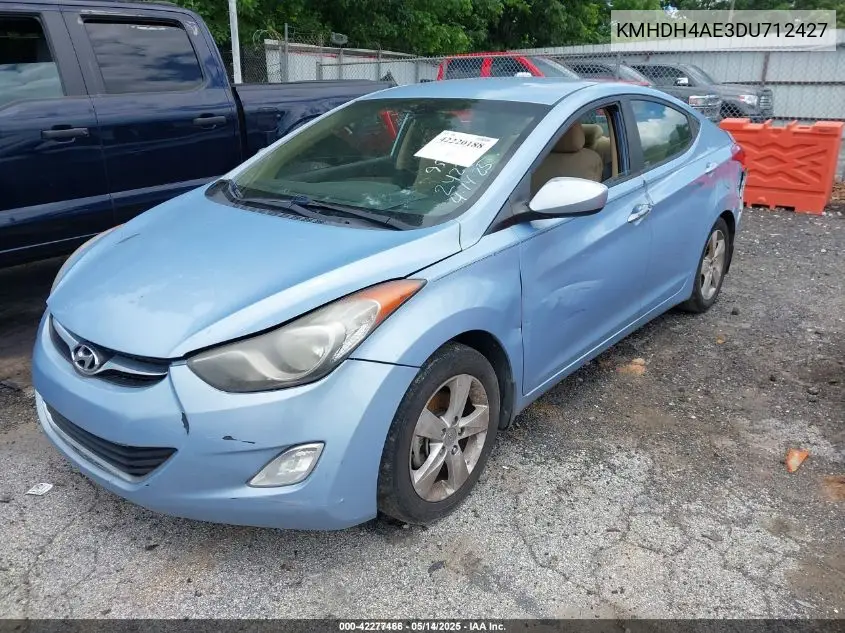 kmhdh4ae3du712427 KMHDH4AE3DU712427 2013 Hyundai Elantra Gls