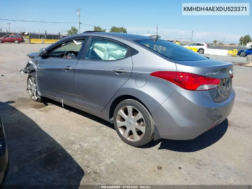 2013 Hyundai Elantra Limited VIN: KMHDH4AEXDU523371 Lot: 42653565