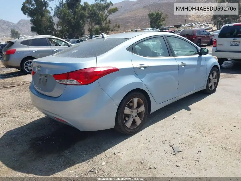 2013 Hyundai Elantra Gls VIN: KMHDH4AE8DU592706 Lot: 42663801