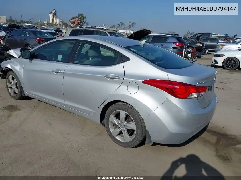 2013 Hyundai Elantra Gls VIN: KMHDH4AE0DU794147 Lot: 42665039