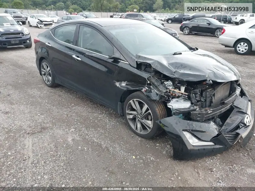 2014 Hyundai Elantra Limited VIN: 5NPDH4AE5EH533998 Lot: 42628985