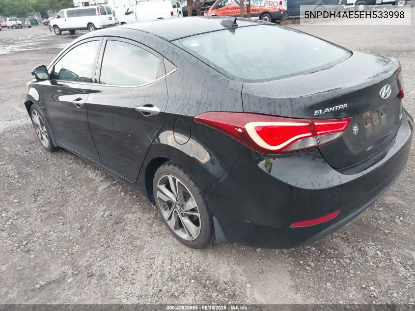 2014 Hyundai Elantra Limited VIN: 5NPDH4AE5EH533998 Lot: 42628985
