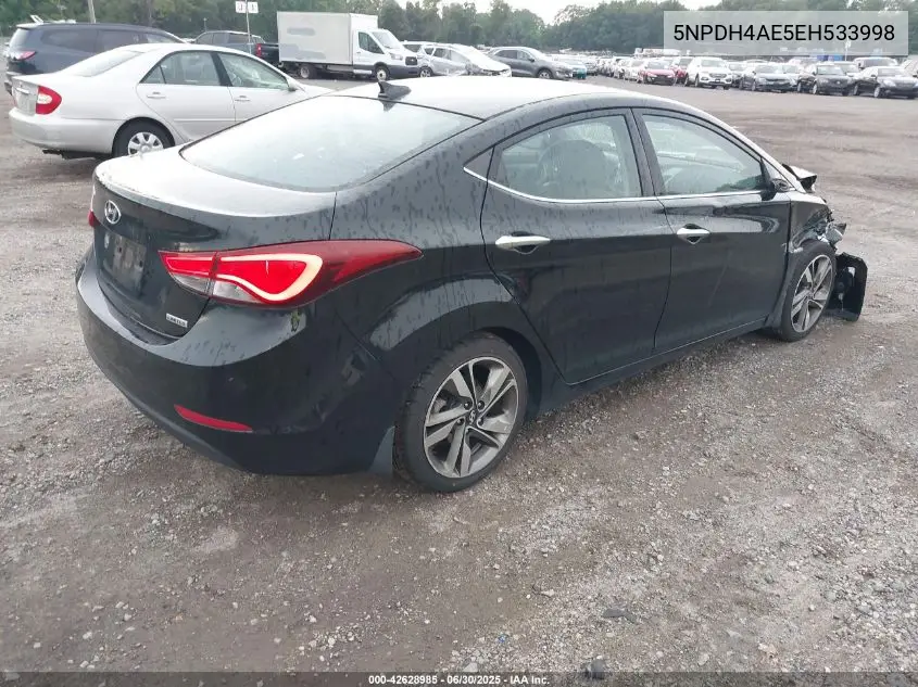 2014 Hyundai Elantra Limited VIN: 5NPDH4AE5EH533998 Lot: 42628985