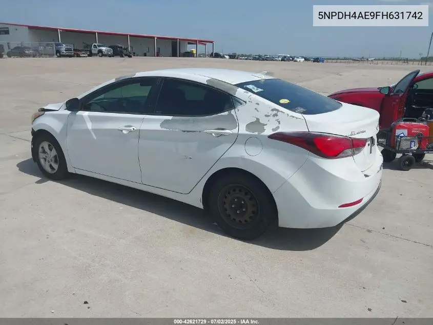2015 Hyundai Elantra Se VIN: 5NPDH4AE9FH631742 Lot: 42621729