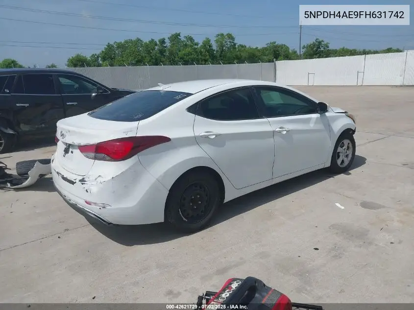 2015 Hyundai Elantra Se VIN: 5NPDH4AE9FH631742 Lot: 42621729