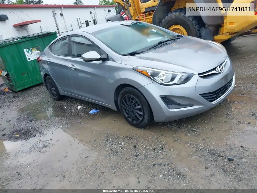 2016 Hyundai Elantra Se VIN: 5NPDH4AE9GH741031 Lot: 42265713