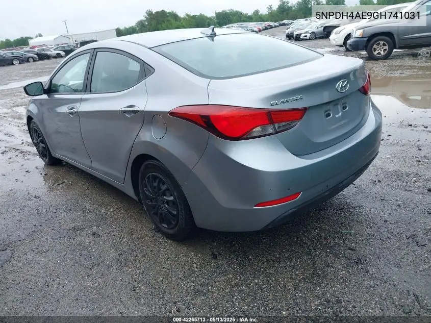 2016 Hyundai Elantra Se VIN: 5NPDH4AE9GH741031 Lot: 42265713