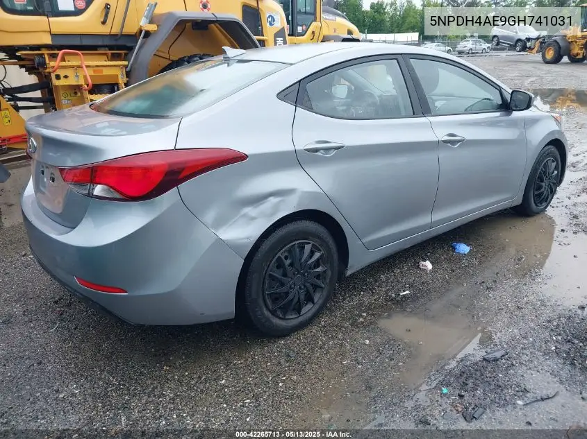 2016 Hyundai Elantra Se VIN: 5NPDH4AE9GH741031 Lot: 42265713