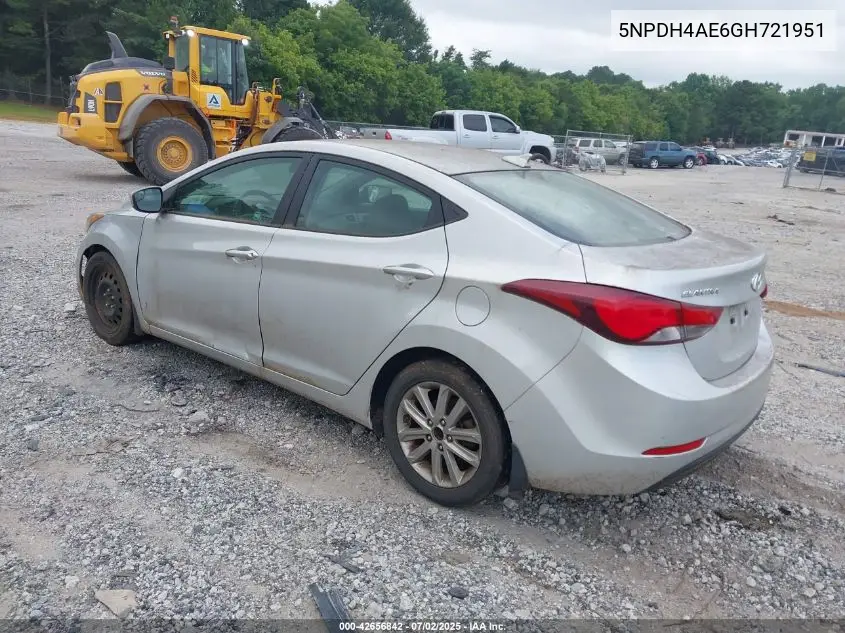 2016 Hyundai Elantra Se VIN: 5NPDH4AE6GH721951 Lot: 42656842