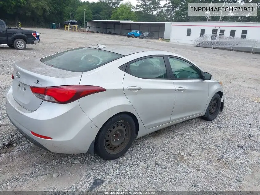2016 Hyundai Elantra Se VIN: 5NPDH4AE6GH721951 Lot: 42656842
