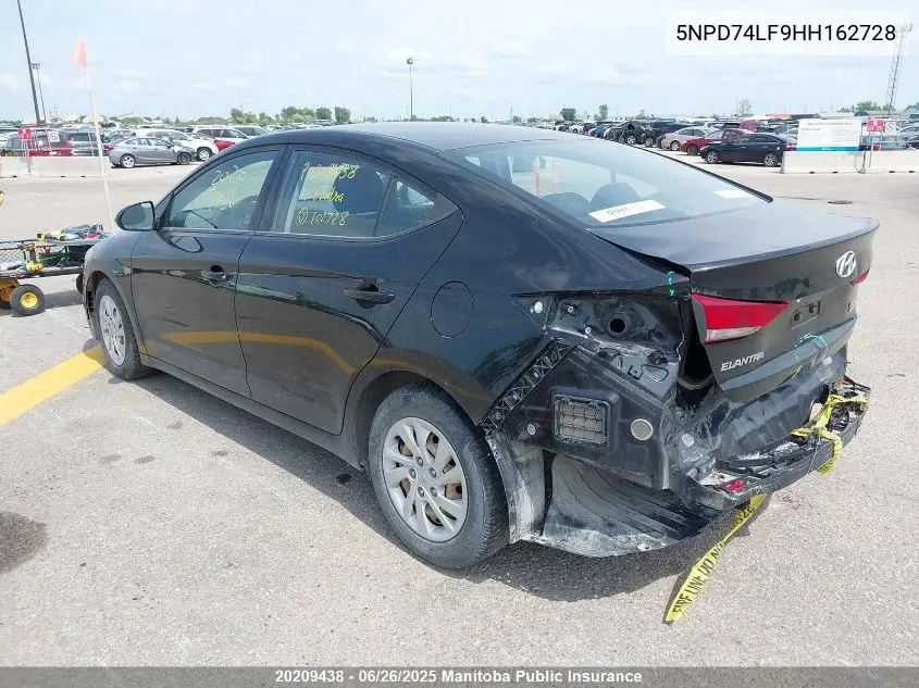 2017 Hyundai Elantra Le VIN: 5NPD74LF9HH162728 Lot: 20209438