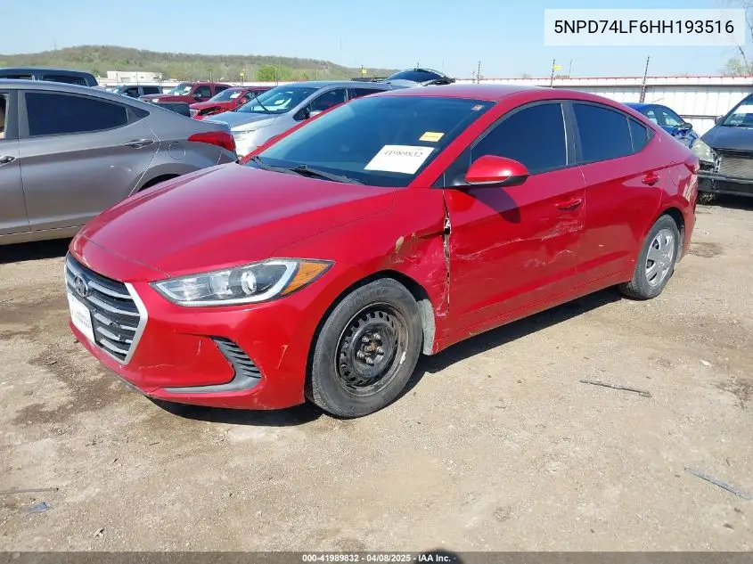 2017 Hyundai Elantra Se VIN: 5NPD74LF6HH193516 Lot: 41989832