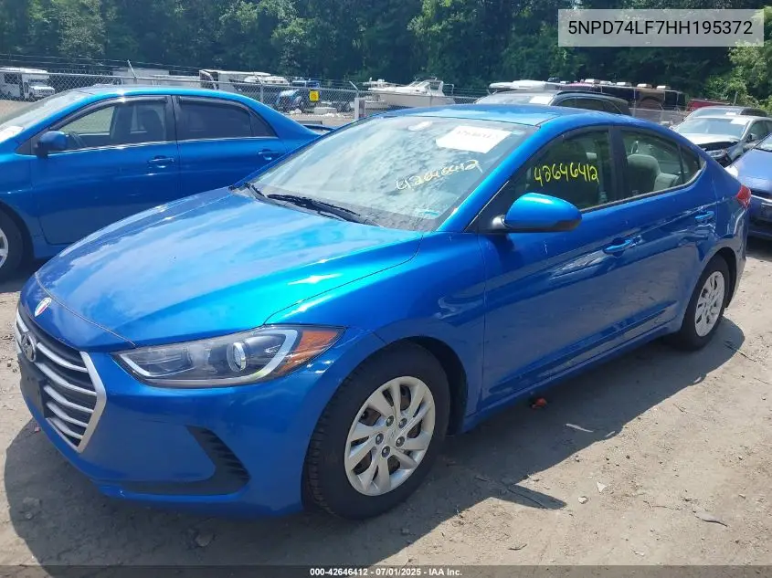 2017 Hyundai Elantra Se VIN: 5NPD74LF7HH195372 Lot: 42646412