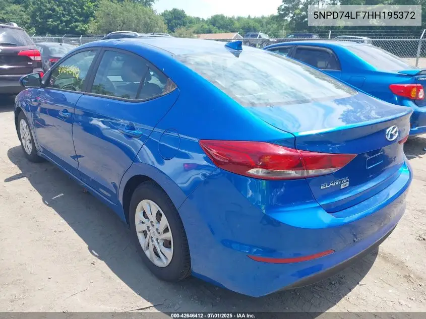 2017 Hyundai Elantra Se VIN: 5NPD74LF7HH195372 Lot: 42646412
