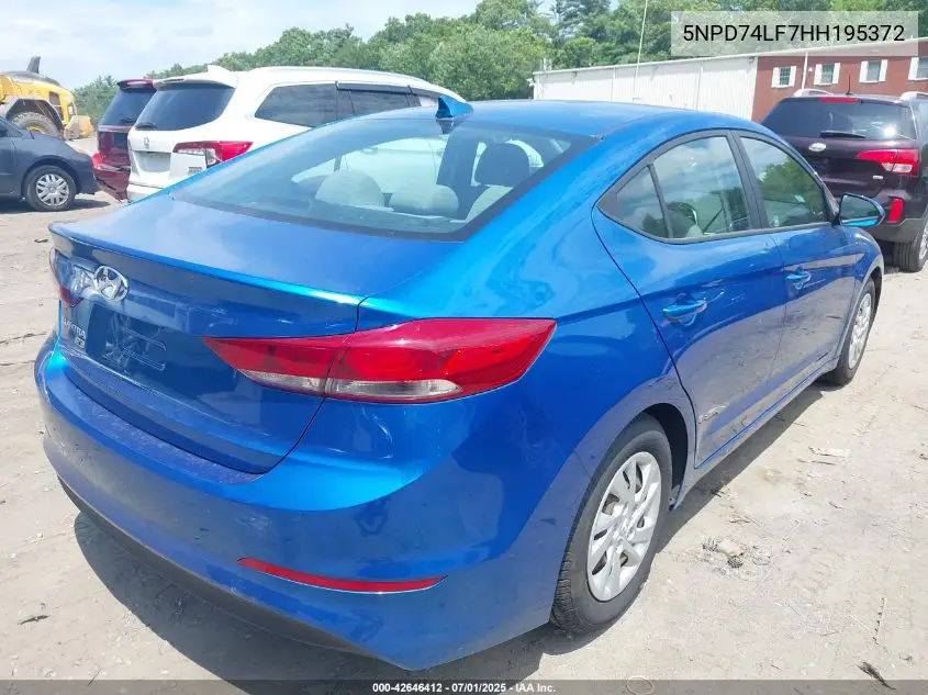2017 Hyundai Elantra Se VIN: 5NPD74LF7HH195372 Lot: 42646412