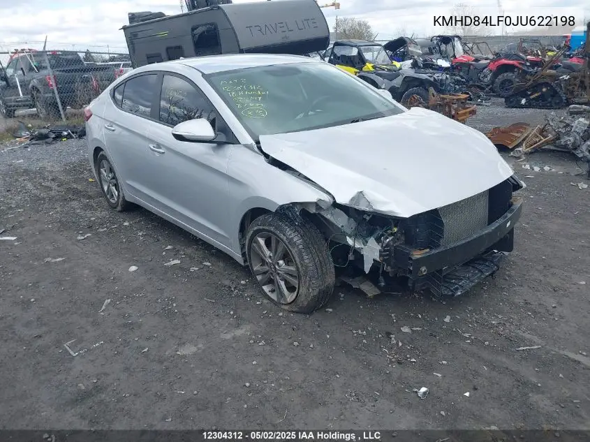 2018 Hyundai Elantra Gl VIN: KMHD84LF0JU622198 Lot: 12304312