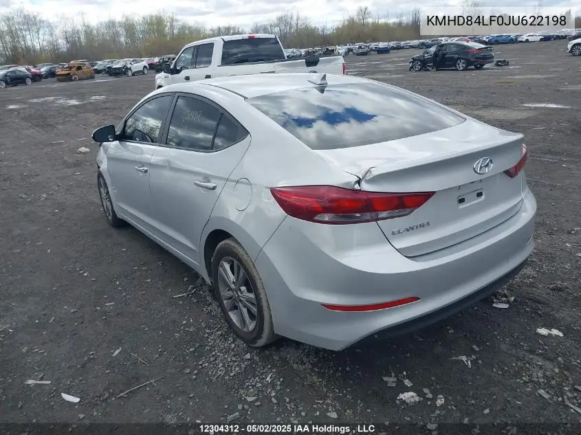 2018 Hyundai Elantra Gl VIN: KMHD84LF0JU622198 Lot: 12304312