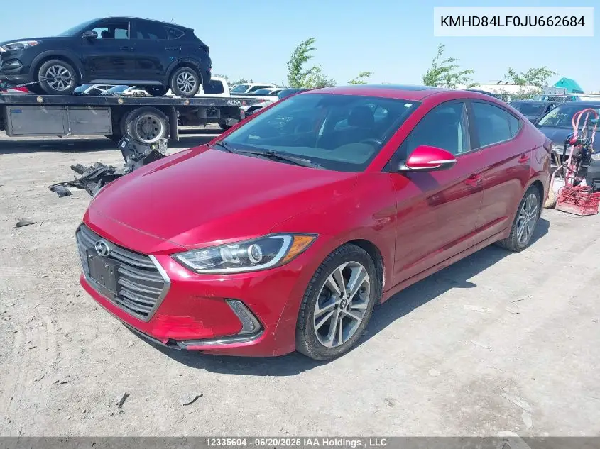 2018 Hyundai Elantra Sel/Value/Limited VIN: KMHD84LF0JU662684 Lot: 12335604