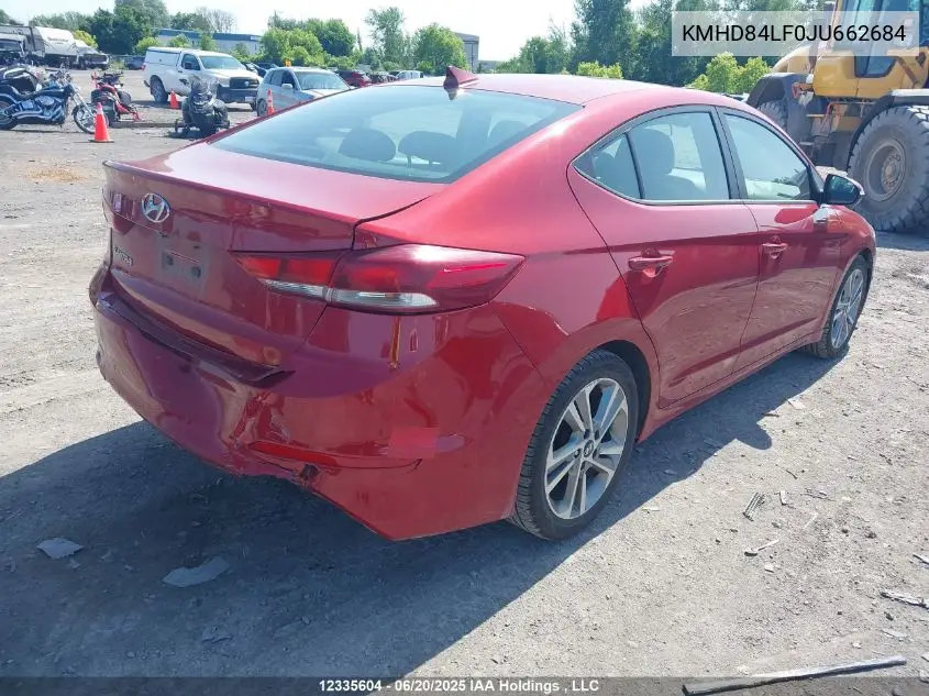 2018 Hyundai Elantra Sel/Value/Limited VIN: KMHD84LF0JU662684 Lot: 12335604