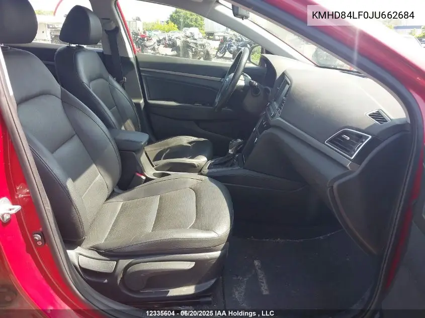 2018 Hyundai Elantra Sel/Value/Limited VIN: KMHD84LF0JU662684 Lot: 12335604