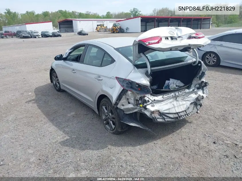 2018 Hyundai Elantra Sel VIN: 5NPD84LF0JH221829 Lot: 42105894