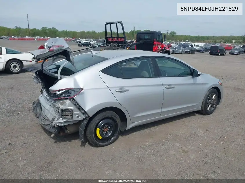 2018 Hyundai Elantra Sel VIN: 5NPD84LF0JH221829 Lot: 42105894