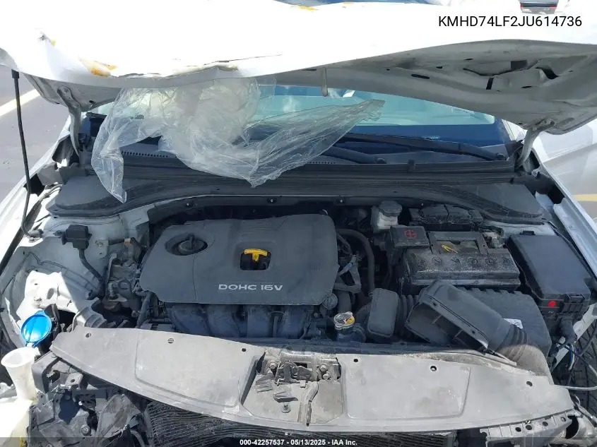 2018 Hyundai Elantra Se VIN: KMHD74LF2JU614736 Lot: 42257537