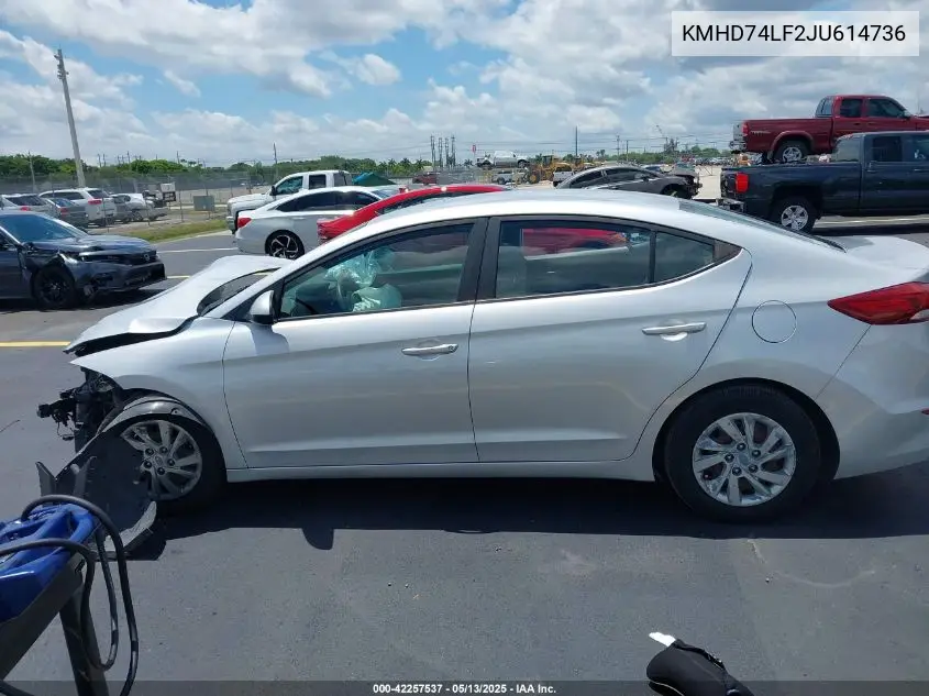 2018 Hyundai Elantra Se VIN: KMHD74LF2JU614736 Lot: 42257537