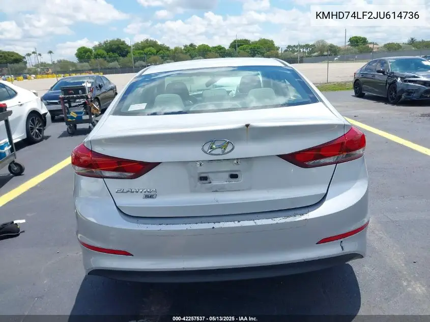 2018 Hyundai Elantra Se VIN: KMHD74LF2JU614736 Lot: 42257537