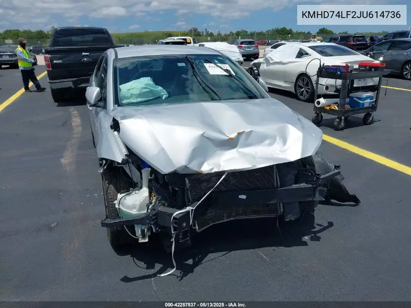 2018 Hyundai Elantra Se VIN: KMHD74LF2JU614736 Lot: 42257537