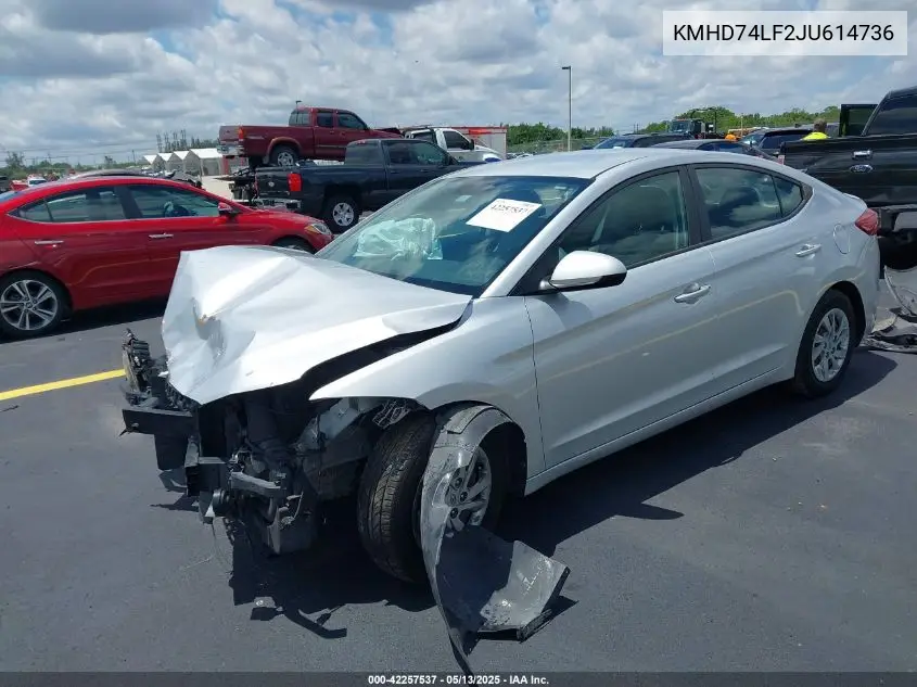2018 Hyundai Elantra Se VIN: KMHD74LF2JU614736 Lot: 42257537