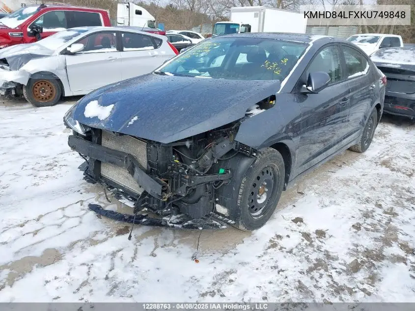 2019 Hyundai Elantra Preferred VIN: KMHD84LFXKU749848 Lot: 12288763