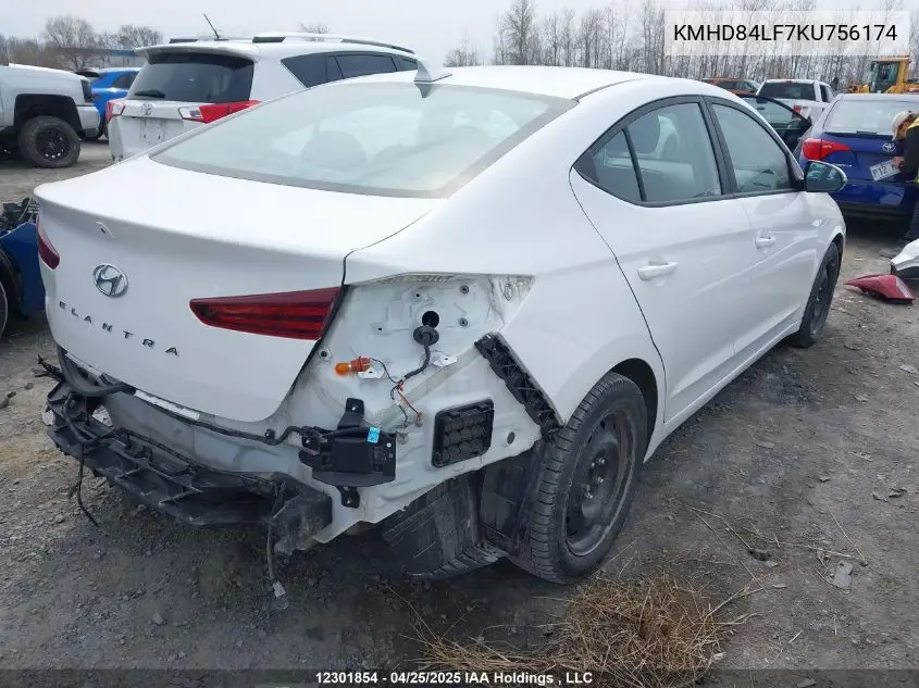 2019 Hyundai Elantra VIN: KMHD84LF7KU756174 Lot: 12301854